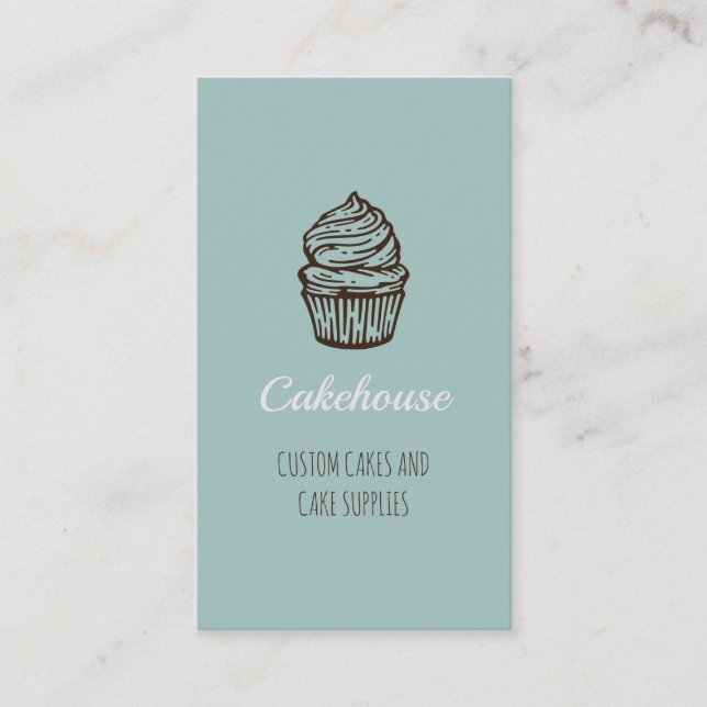 Blue Cake, Cupcake Business Cards (Front)