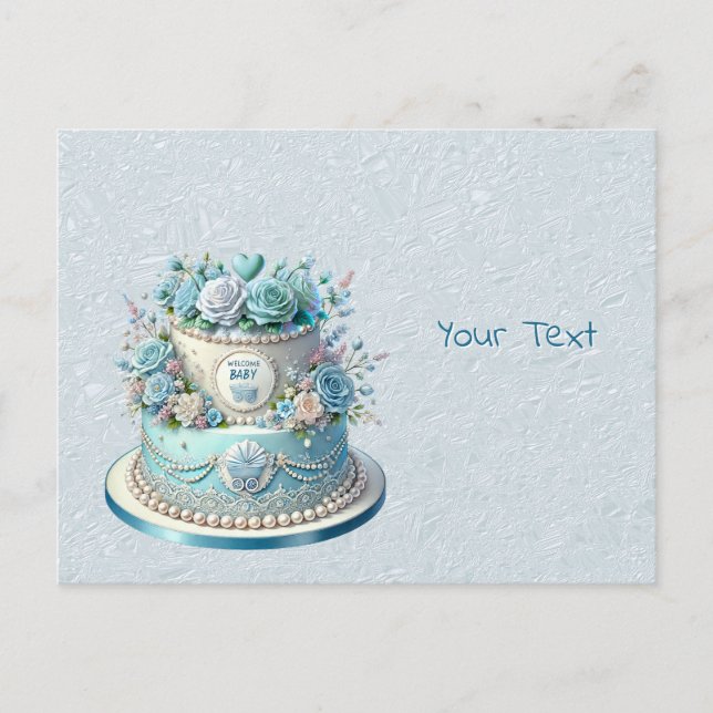 Blue Cake Flowers Postcard (Front)
