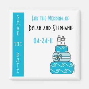 Blue Cake Save the Wedding Date Magnet