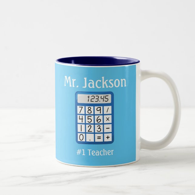 Blue Calculator Two-Tone Coffee Mug (Right)