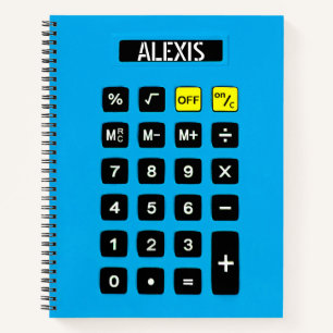 Blue Calculator with Name Notebook