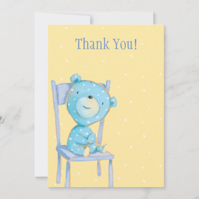 Blue Calico Bear Thank You Card (Front)