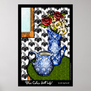 Blue Calico Still Life (Fine Art Poster) Poster