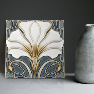 Blue Calla Lily Backsplash Repro Art Nouveau Tile