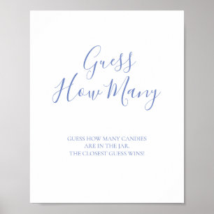 Blue Calligraphy Guess How Many Kisses Poster