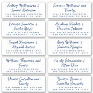 Blue Calligraphy Wedding Guest Address Labels