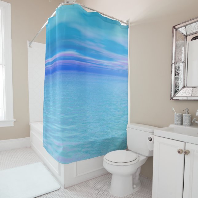 Blue Calm Ocean Shower Curtain (In Situ)