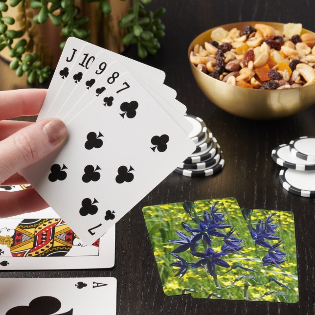 Blue Camas and Yellow Wildflowers Floral Playing Cards (In Situ)
