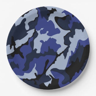 Blue Camo, 9" Inch Paper Party Plates