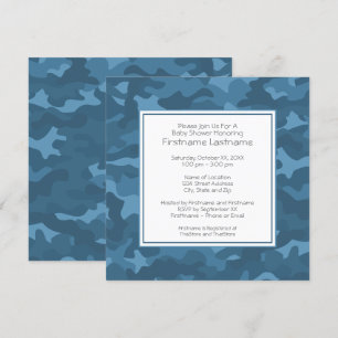 Blue Camo Baby Boy Shower or Party Invitation