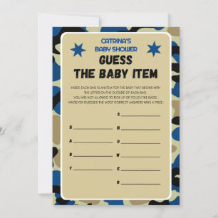 Blue Camo Baby Shower - Editable Name, 5x7 Invitation