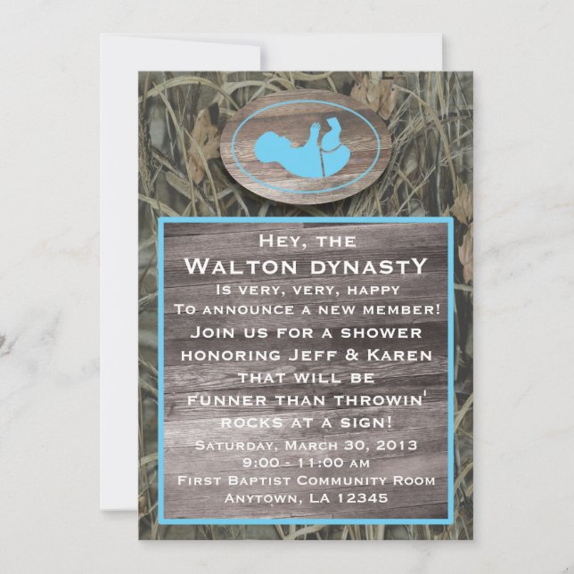Blue Camo Baby Shower Invitation (Front)
