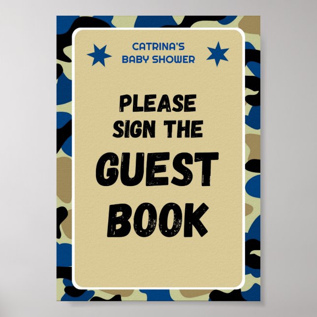 Blue Camo Baby Shower Sign (Front)