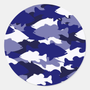 Blue Camo Bass Fishing Classic Round Sticker