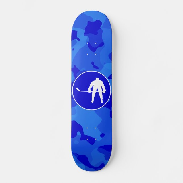 Blue Camo; Camouflage Hockey Skateboard (Front)