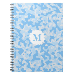 Blue Camo Camouflage Monogram Initial Notebook