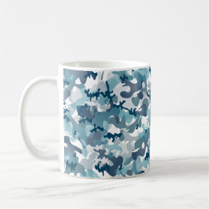 Blue Camo camouflage pattern in navy tones Coffee Mug