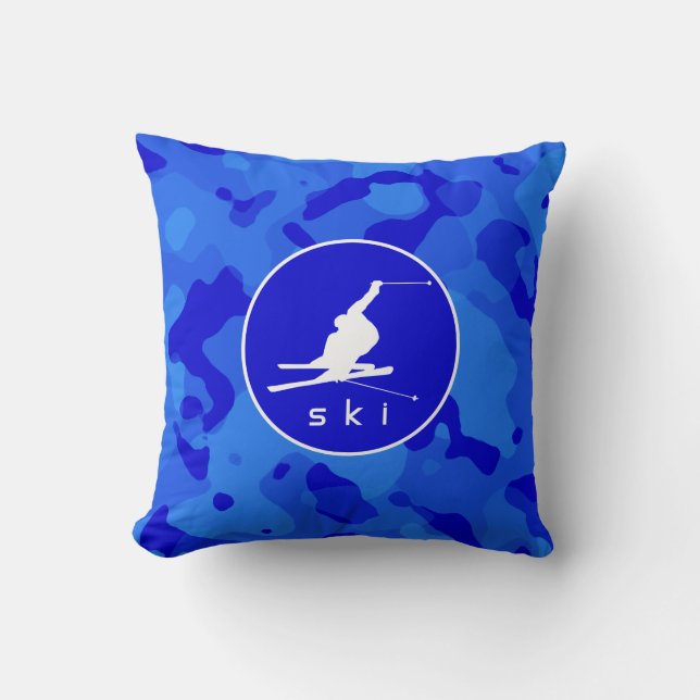 Blue Camo; Camouflage Snow Skiing Cushion (Front)