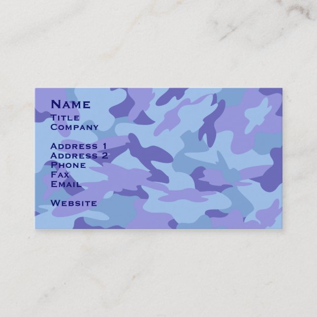 Blue Camo Contact Card / Profile Card (Front)