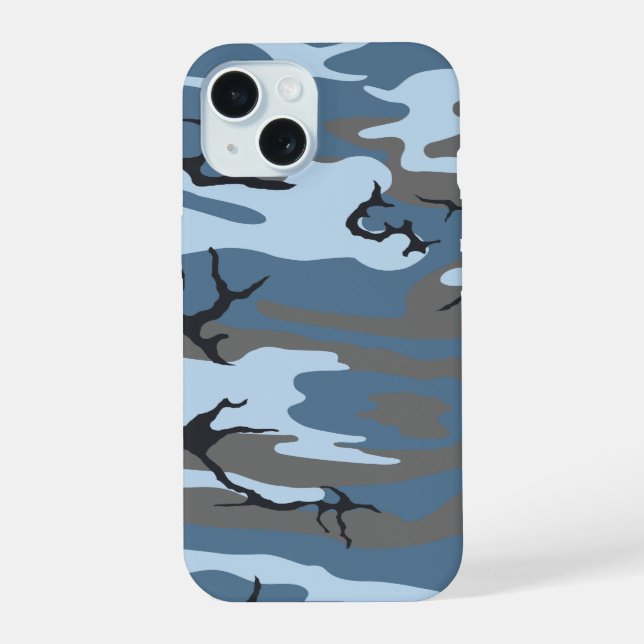 Blue Camo iPhone 15 Case (Back)