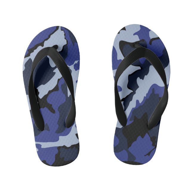 Blue Camo, Kid's Flip Flops (Footbed)