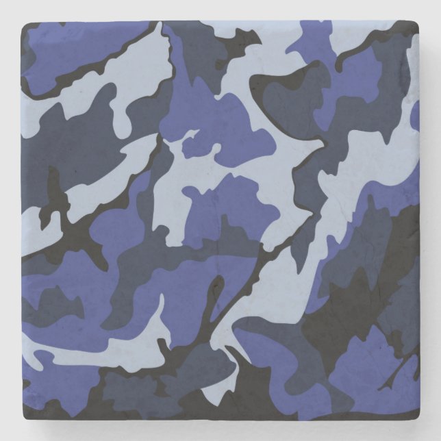 Blue Camo, Marble Stone Coaster (Front)