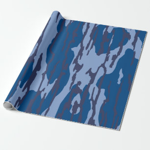 Blue Camo Military Pattern Blue Camouflage Wrapping Paper