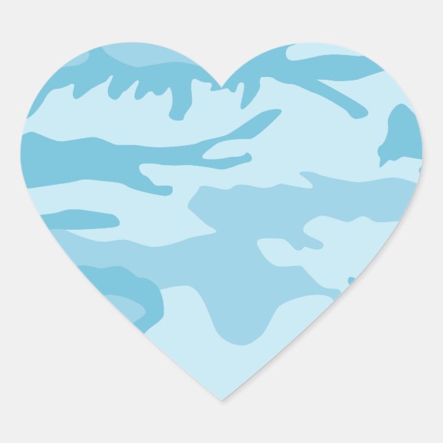 Blue Camo Pattern Heart Sticker (Front)