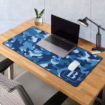 Blue Camo Personalised Modern Monogram Camouflage Desk Mat<br><div class="desc">Introducing our camo desk mat, perfect for adding a touch of military-inspired style to your home office or gaming setup. The blue camouflage design brings a rugged yet sophisticated look to your workspace. This extra large mouse pad is the perfect office accessory, providing a smooth surface for your mouse while...</div>