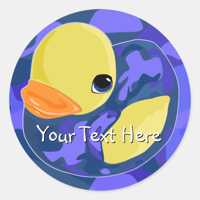 Blue Camo Rubber Ducky Classic Round Sticker (Front)
