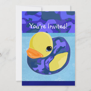 Blue Camo Rubber Ducky Invitation