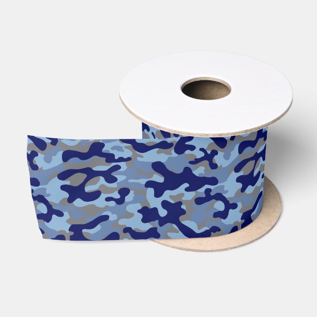 Blue Camo  Satin Ribbon (Spool)