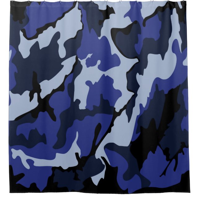 Blue Camo, Shower Curtain (Front)