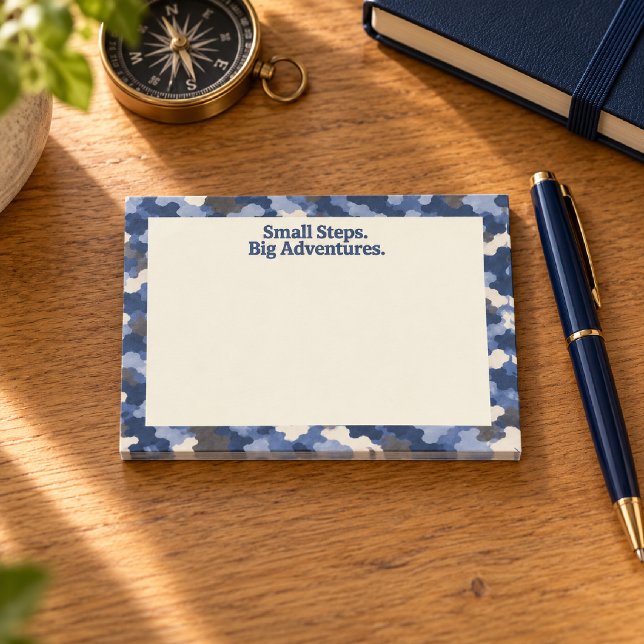 Blue Camo Small Steps Big Adventures Post-it Notes (Creator Uploaded)