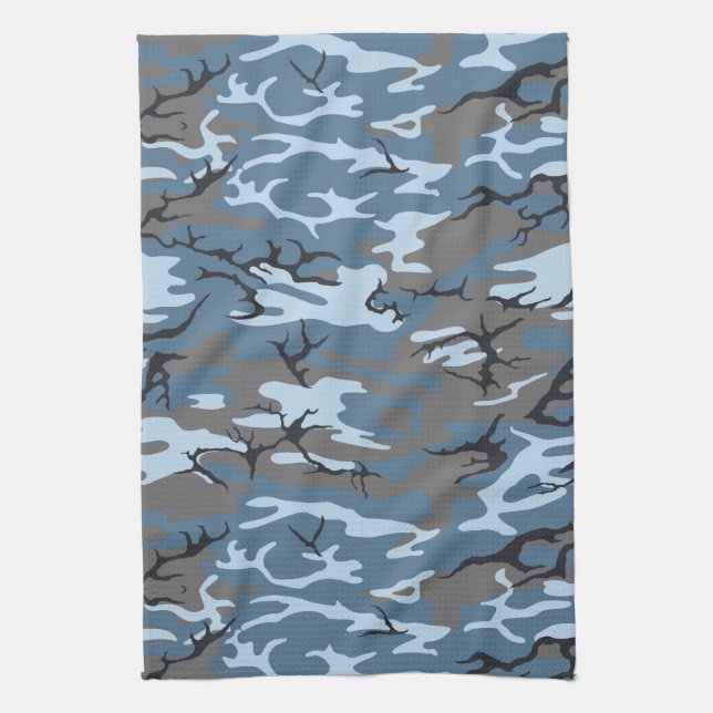 Blue Camo Tea Towel (Vertical)
