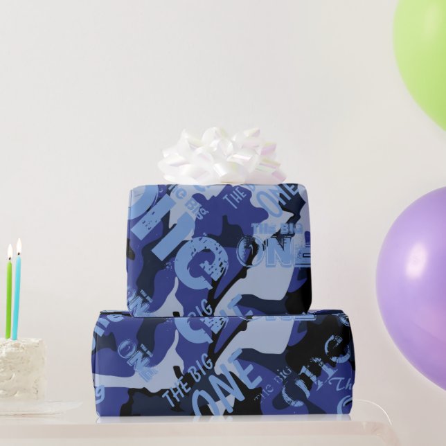 Blue Camo, The Big One Wrapping Paper (Party Gifts)