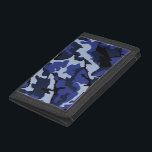 Blue Camo, TriFold Nylon Wallet<br><div class="desc">Blue Camouflage,  TriFold Nylon Wallet</div>