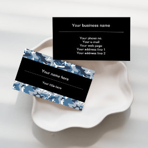 Blue Camo, Winter Camo, Snow Camouflage, Military Business Card