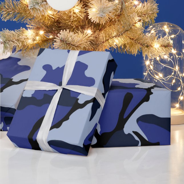 Blue Camo, Wrapping Paper (Holidays)