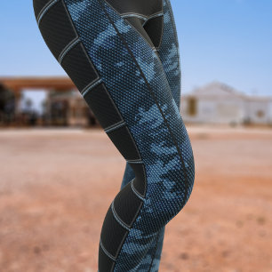 Blue Camouflage Action Cosplay Costume Leggings