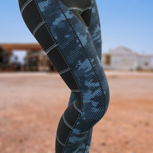 Blue Camouflage Action Cosplay Costume Leggings (Perfect to wear when you're battling aliens or zombies. Just add your initials)