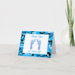 Blue Camouflage Baby Shower Thank You Cards