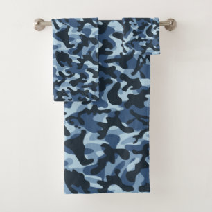 Blue Camouflage Bath Towel Set