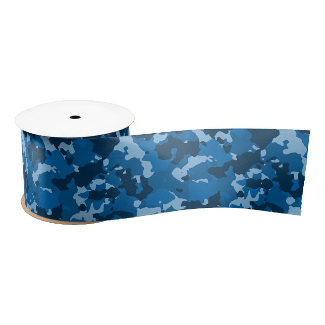 Blue Camouflage Camo Army Military Satin Ribbon (Spool)