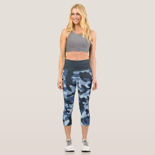 Blue Camouflage  Capri Leggings