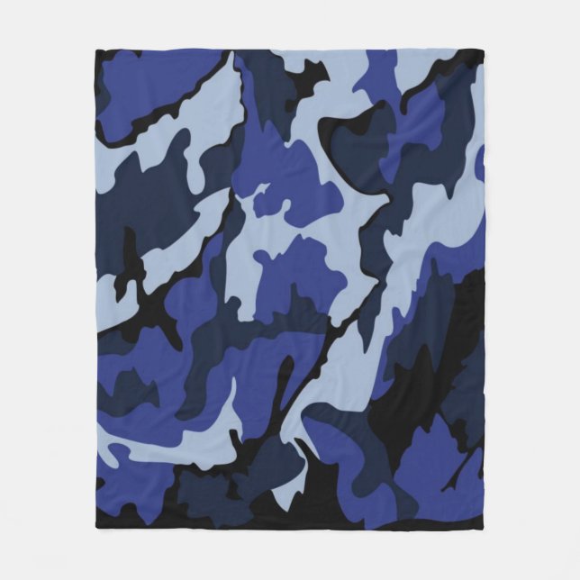 Blue camouflage fleece blanket (Front)