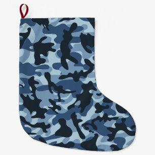 Blue Camouflage   Large Christmas Stocking