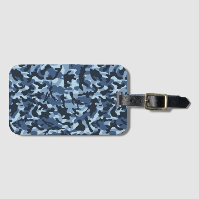 Blue Camouflage Luggage Tag (Front Horizontal)