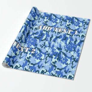 Blue Camouflage Military Background Wrapping Paper
