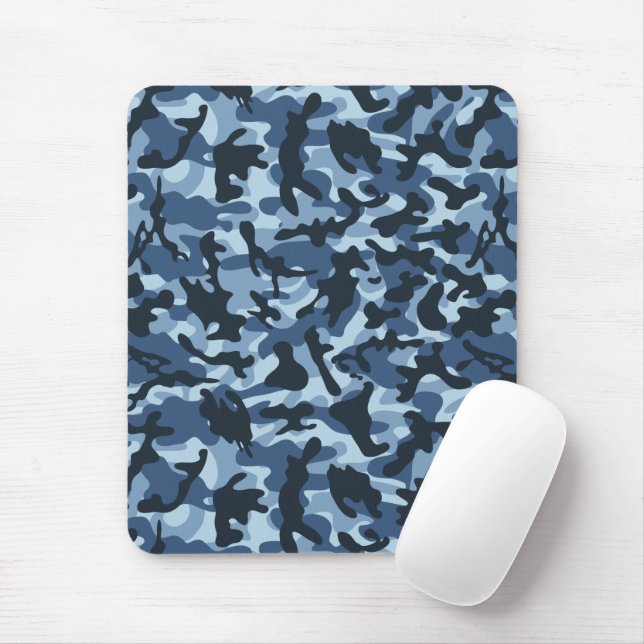 Blue Camouflage  Mouse Mat (With Mouse)